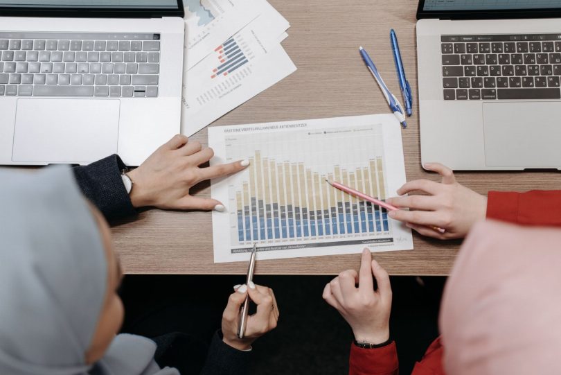 Pessoa observando telas com gráficos de vendas, anúncios e automação em tempo real
