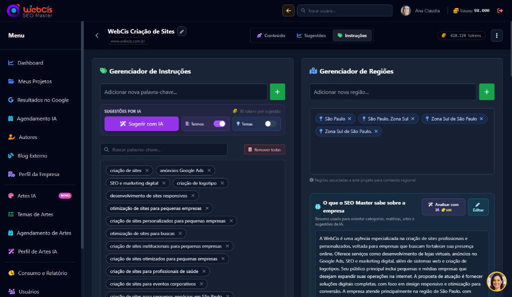 SEO Regional & Gerenciador de Instruções